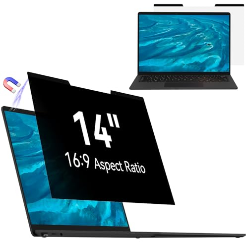 Mamol Magnetischer sichtschutz für 14 Zoll Laptop 16:9, Abnehmbarer Sichtschutzfolie, Anti Blaulicht Blendschutz Blickschutzfolie Displayschutz für Lenovo Hp Dell Acer Asus Thinkpad Envy Xps