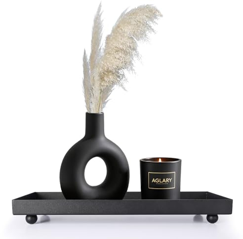 Rectangle Black Matte Metal Tray, Suit for Candle Holder, Vanity Decor Projects, Bathroom Toilet Tank Tray, Perfume or Jewelry Storage, and Coffee Table Centerpiece-Mini