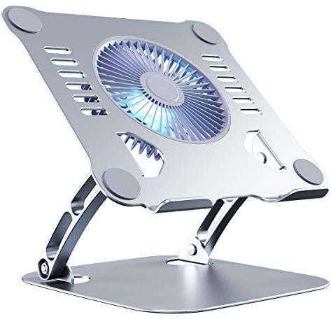 SHUWEI Laptop Cooling Stand with 3 Speed Fan, fits 10-15â Notebook, Silver