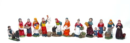 BETTER WITH FRIENDS 12 x Christmas Figurines Women 10cm Nativity Scene Set Farmers Animal Workers House Accessories Jesus Crafts Nativity Scene God