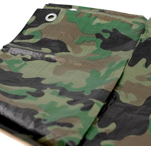 Camouflage Abdeckplane 2 x 3m Wasserdicht + 1x Bildmagnet! Gewebeplane mit Ösen Gartenplane Tarnplane Plane für Outdoor & Garten Holz Gartenmöbel Camping & Survival Ausrüstung Bauplane Zeltplane Armee