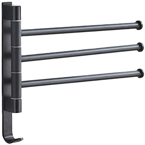 towel holder Black Bathroom Swing Out Towel Bar Holder Rack Wall Mount Space Saving Steel Adjustable Hand Pull Out Swivel Towel Rack with 3 Arms
