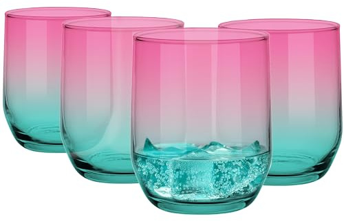 Glasmark KROSNO, 300 ml, set di 4, bicchieri, bicchiere highball, bicchieri colorati, bicchieri da acqua, cocktail, perfetti per la casa, ristoranti e feste, set di bicchieri, forma classica