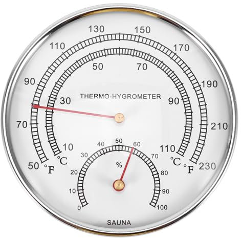 Thermomètre hygromètre pour sauna, intérieur et extérieur, sans fil, cadran météo, hygromètre, thermomètre de jardin, thermomètre à suspendre pour saunas, jardin, salle de bain