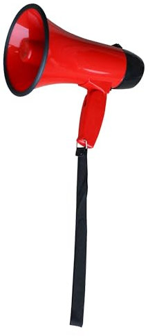 Mojawo Handmegafon Megafon Megaphone Lautsprecher Sirenenfunktion Griff einklappbar Sirene Batterie Trageschlaufe 10W / 100 Meter