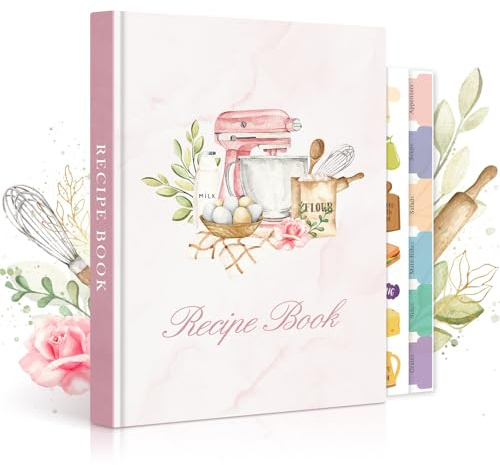 Lanpn A5 Libro di Ricette da Scrivere, Quaderno per Ricette in Pelle Il Mio Ricettario, Recipe Cook Journal Book to Write in Your own Recipes, Libri di Cucina Cooker Girl Libro, Rosa, Inglese