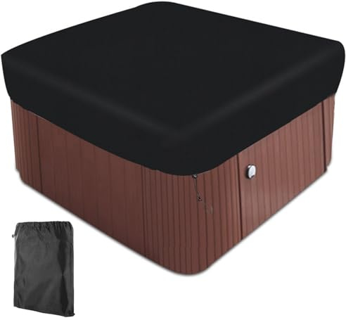 Housse de protection carrée Oxford 420D pour jacuzzi extérieur étanche à la poussière et aux UV Noir 200 x 200 x 25 cm