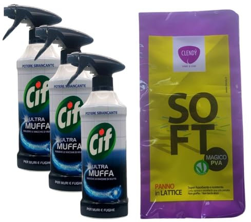 Set Pulizia: Ultra Muffa, Spray Antimuffa, Formato 500 ml + OMAGGIO 1 Panno Lattice 30x30 (3 Spray + Panno)
