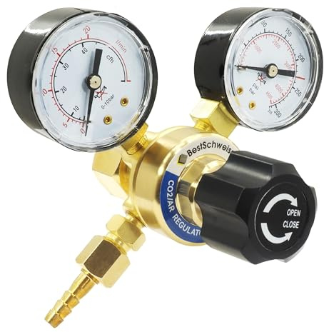 Druckminderer schweißgerät Argon CO2 Druckminderer Gasflasche MINI Ar/CO2 2 Manometer Schutzgas Serie 50 MIX BestSchweissen.de