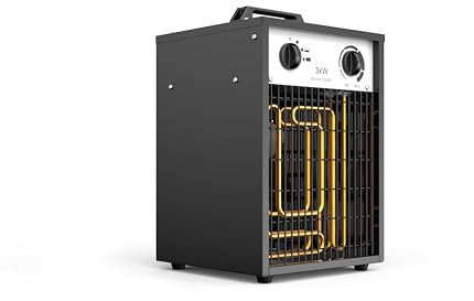 Bimson Power 3kW Electric Space Heater, 10,000 BTU Fan Heater, Portable Indoor Room Heater for Home, Office, Garage, Greenhouse, Camping Tent, Adjustable Thermostat, 2 Heat Settings, 12-Month Warranty