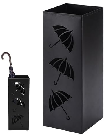 ARCPNRT Portaombrelli Quadrato, 42 x 16 x 16 cm, 1 Pezzo Portaombrelli in Metallo, Porta Ombrello in Metallo All'ingresso, Porta Ombrello da Interno, per Ombrelli, Bastoncini da Trekking(Nero)