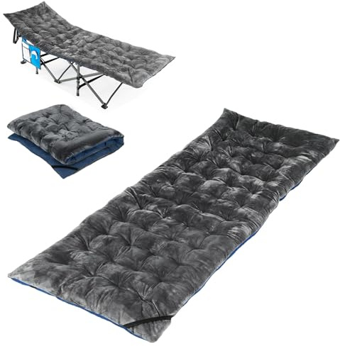 GYMAX Cojín para Tumbona 190 x 70 cm, Esterilla para Dormir con 4 Correas de Sujeción, Colchoneta de Tumbona Ligera, Colchoneta para Dormir para Senderismo, Mochileros y Viajes (Negro)