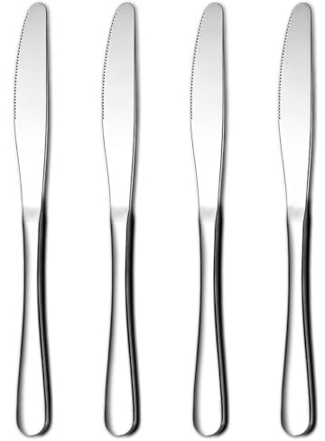 Berglander Dinner Knives Set Of 4, Stainless Steel Butter Knife Spreader 9.17, Table Dinner Knife for Daily Use, Restaurant, Hotel, Parties, Events, Sturdy And Dishwasher Safe