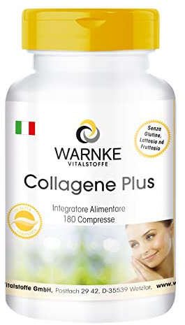 Comprimés de collagène - Avec acide hyaluronique et vitamine C - Hautement dosés - 180 comprimés - Substances vitales d'avertissement - Qualité pharmaceutique allemande