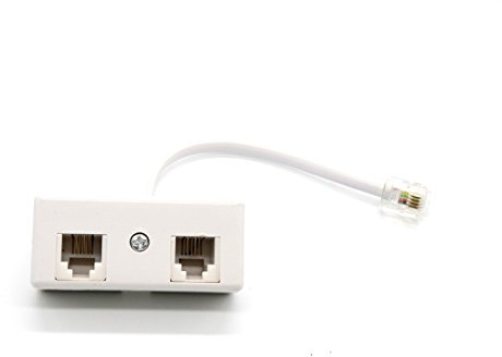 2-Way RJ11 Telephone Plug to RJ11 Socket Adapter and Splitter for Landline Telephone by Feesy