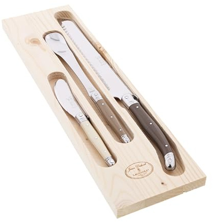 Jean Dubost Breakfast Set with Linen Handles in Grey Box