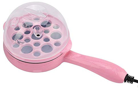 Sartén eléctrica, mini multifunción de acero inoxidable Mini sartén eléctrica Freidora de huevo antiadherente con mango anti-escaldado para filete frito(Enchufe de la UE 220V Rosa)