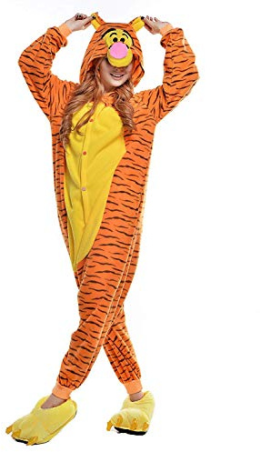 Venaster Onesies Pyjamas Adulte Unisexe Anime Cosplay Deguisement Animaux Siamois Romper Pajamas Vêtements (Small, Tigrou Tigger)