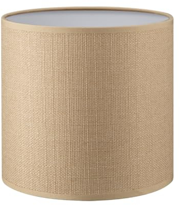 Home Sweet Home Moderner Lampenschirm Canvas | Zylinder |16/16/15cm | Braun | Stoff-Lampenschirm aus Baumwolle | für E27 Lampenfassung | RoHS-geprüft | geeignet für Wandleuchte