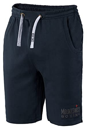 Mount Swiss Pantaloncini Sportivi da Uomo, Boxer, Pantaloni Corti, Pantaloni da Jogging, in 100% Cotone, Blu Scuro, XXXXXL