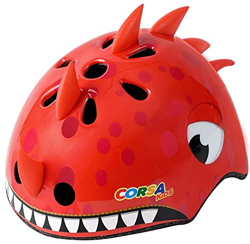 Kids Toddler Bike Helmet, Adjustable and Multi-Sport for Child Infant Baby, 2 Sizes for Age 1-3-5 Years Boys Girls (Red Dinosaur, Small)
