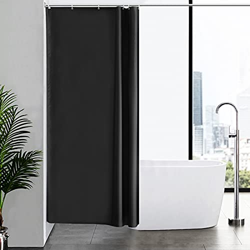 Furlinic duschdraperi anti-mögelbeständigt vattentäta badrumsgardiner, svart tvättbart polyestertyg 100 x 200 cm med vikttejp för bad våtrum 9 x 78 tum.