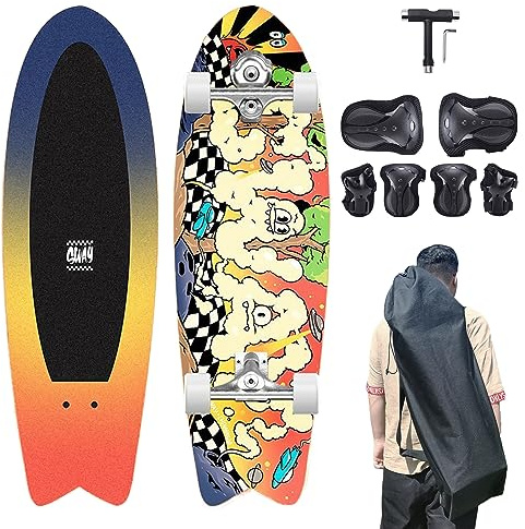 Surf Surfskate 32 CX7 Carving Truck Pumpping, Cuscinetti ABEC-11, 81×25cm Completo in Acero, Con T-Tool, per Adolescenti e Adulti (E)