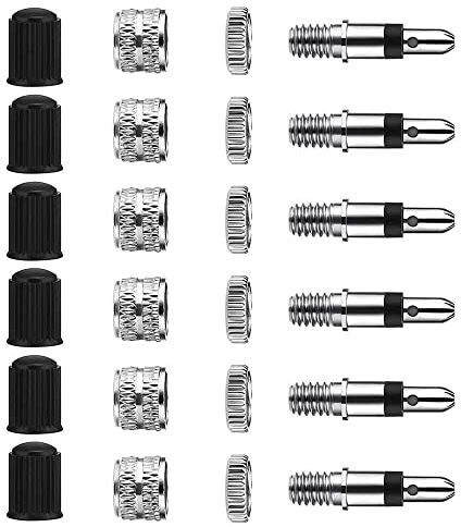 TONAUP Fahrradventile Blitzventil Ersatz-Set, 24-Teile Dunlop Ventil-Einsatz mit Dichtung, Ventilkappen, Zubehör Ersatzteile, Citybike Trekking-Bike, Puky Laufrad, Fahrrad-Ventil Wechsel