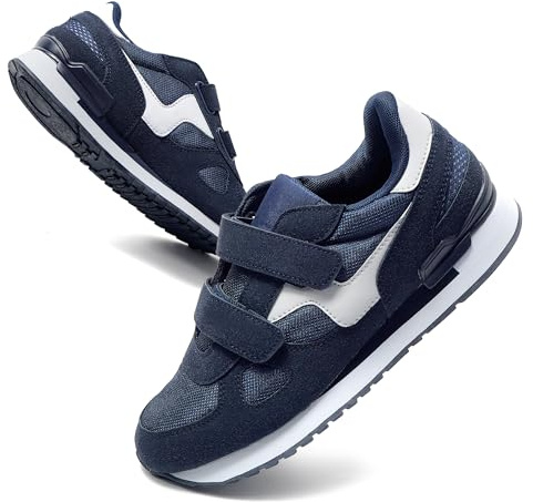 JOMIX Scarpe con Strappo Uomo Comode Ginnastica Tennis Camminata Passeggio Sneakers Senza Lacci SU8138 (Blu Navy Bianco, 42)