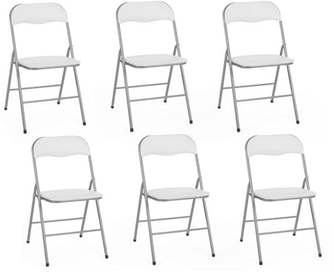 IDMarket - Lot de 6 chaises Pliantes KITY Blanches en PU