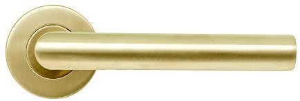 Micel - 05651 - Set maniglia con rosetta (53 mm) e maniglia ad angolo retto, materiale acciaio inossidabile, colore oro PVD, 148 x 53 x 70 mm