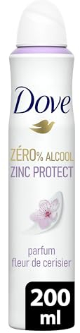 DOVE - Deodorante da donna Zinc Protect - Spray - 0% alcool - Profumo fiore di ciliegio - 72 ore di protezione anti-odore - 200 ml