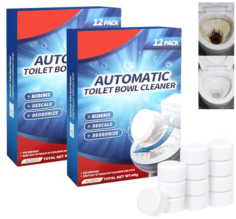 Nadiaen 24Pcs Toilet Bleach,Toilet Bowl Cleaner Tablets,Toilet Limescale Remover Strong,Safe Toilet Descaler Heavy Duty for Deep Cleaning Bleach Tablet Toilet Blocks for Stains Toilet Freshener