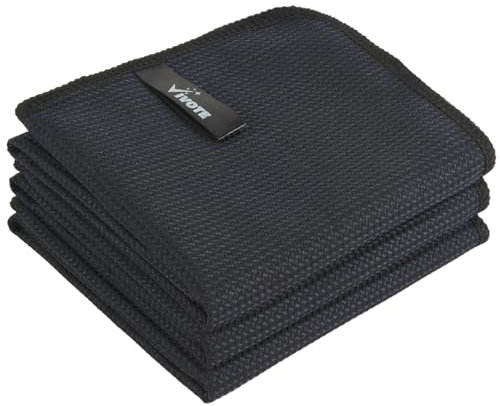 VIVOTE Mikrofasertuch, Küchentuch, Schwarzes Geschirrtuch, Barista-Tuch, Saugfähig, Fusselfrei, Keine Wasserflecken, Größe 40x60 cm, 3 Stück, Schwarze Waffelstruktur