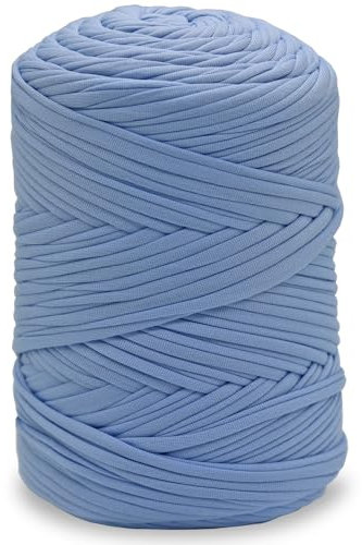 NOTIONSLAND 400 g T-Shirt-Garn, Strickgarn, Stoff, Häkelgarn für Tasche, Korb, Decke, Heimdekoration – Himmelblau einfarbige Garne