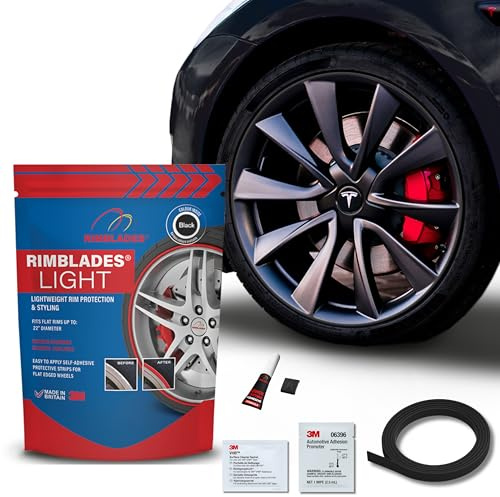 Rimblades Light Alloy Wheel Rim Protector – Single Strip (1 Wheel) – DIY Fit for Up to 22 Wheels – Affordable Rim Protection – Car Wheel Scratch Protection (Black)