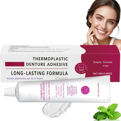 28G Denture Repair Kit,False Teeth Adhesive Glue for Women,Secure Denture Adhesive,Dental G/lue for Teeth,Den/ture Silicone Reline Adhesive,Non-Glu/e Dent/ure Fixation,Long-Lasting Dental Repair Kit