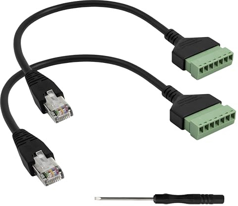SEASJHBAY 2Pcs Conector RJ45 Terminal de Tornillo 8P8C Macho a 8 Pines Hembra, Cable 30 cm, Conectores RJ45 Ethernet Cat5 Cat5e Cat6 Cat7, Empalme RJ45 Clavija RJ45 para CCTV DVR UTP Adaptador Red