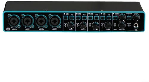 Interfaz de audio USB profesional 4x4 tarjeta de sonido con preamplificador de micrófono portátil para músicos, podcaster y vocalista
