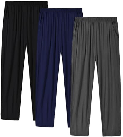 MoFiz Men's Pyjamas Bottoms Trousers Super Soft Lounge Sleep Pants | Breathable, Comfortable, PJ Bottoms, Sleepwear, Lounge Wear Pants, Pajama Bottoms, Workout, Casual wear.