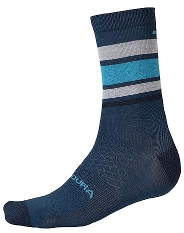 ENDURA BaaBaa Merino Stripe Ciclismo Calcetines para Hombre, Blueberry, L