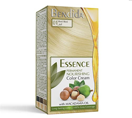 Bendida Coloration Permanente 120 ml à l’huile de macadamia et oxydant à 6% | Couverture 100% des cheveux blancs & brillance longue durée | Coffret avec crème colorante (01 crème décolorante)