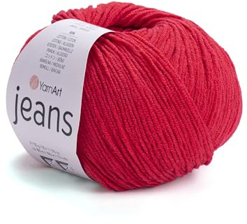 YarnArt, Jeans Sport Yarn, Hilo de algodón suave 55 % algodón, 45 % acrílico, para tejer y hacer amigurumis, 1 madeja/ovillo, 50 g, 160 m, Color 90