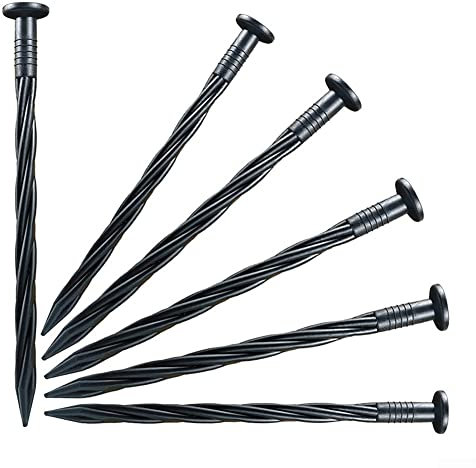 30 picos de anclaje de paisaje, clavos de borde de plástico, estacas de nailon en espiral para bordes de pavimentos, barrera de malas hierbas