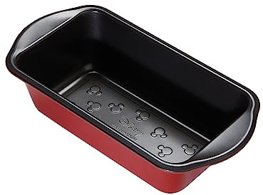 Prestige New Disney Bake with Mickey Mouse 9 Inch Loaf Tin - Non Stick Loaf Tins For Baking 23cm x 13cm, Carbon Steel Bakeware, Red & Black