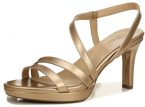 Naturalizer Womens Brenta Heeled Sandal Bronze Pearl 7 M
