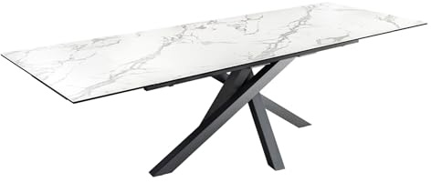 Riess Ambiente Ausziehbarer Esstisch Marvelous 180-220-260cm weiß Keramik Made in Italy, Esszimmertisch, Küchentisch