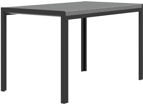 Outsunny Table de Jardin rectangulaire, Table de Salle à Manger 4 Personnes en métal et Plateau résine tressée PE Effet rotin, dim. 120L x 70l x 72H cm Gris