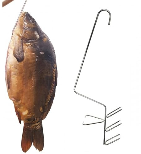 AlcoFermBrew Crochets pour Fumer la Viande et Le Poisson (5 x Crochet pour Fumage de Carpe avec Tête)