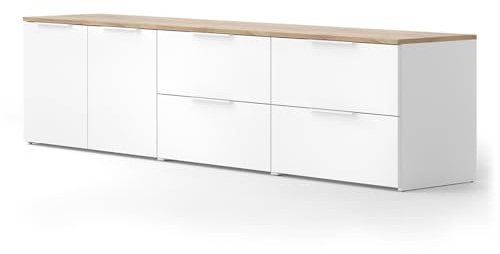 Vicco Wohnwand Wido, Weiß/Sonoma, 3 Teile, kombinierbar mit weiteren Elementen der Wido Serie